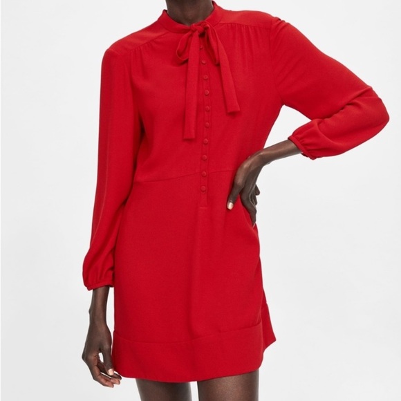 Zara Dresses & Skirts - ZARA red long sleeve dress size small